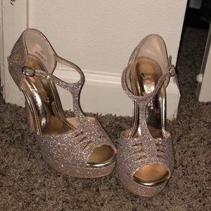 Sparkly gold heels